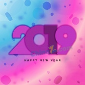 紫色2019新年快乐艺术字矢量图