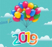2019年气球艺术字矢量图