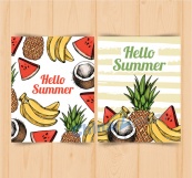 彩绘夏季水果卡片矢量