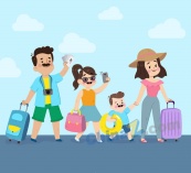 卡通夏季旅行家人插画