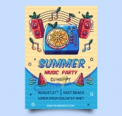 夏季音乐节派对海报矢量图