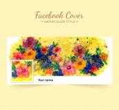 水彩绘花卉脸书封面图片矢量图