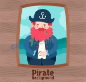 卡通海盗船船长设计矢量