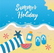 夏季海边度假矢量插画
