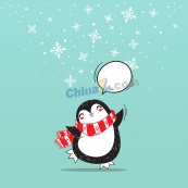 圣诞企鹅卡通图片矢量