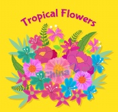彩绘热带花卉花束矢量素材