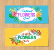 卡通热带花卉卡片矢量素材