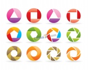 多彩圆环几何渐变图标设计矢量