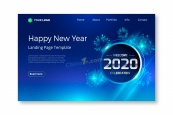 蓝色风格2020新年网页设计矢量