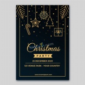 黑金风格圣诞节海报设计矢量
