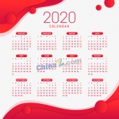 2020年全年月历矢量模板