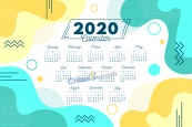 2020年孟菲斯风格日历模板矢量