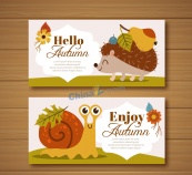 可爱秋季动物主题banner设计
