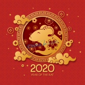 2020年鼠年春节海报设计矢量