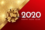 2020年新年快乐彩带装饰背景矢量