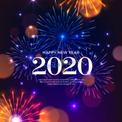 2020年彩色烟花贺卡矢量素材