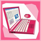 粉色笔记本电脑设计矢量