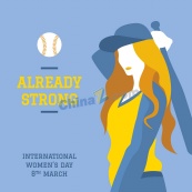 妇女节女性棒球海报矢量素材