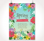 彩色春季花卉海报矢量素材
