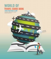 创意环球旅行指南书籍矢量