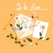 创意信封信纸和花卉矢量图