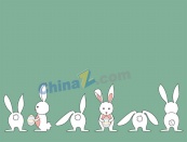 可爱白色小兔矢量素材