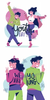 国际青年日插画矢量素材