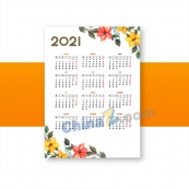 2021鲜花装饰日历矢量图