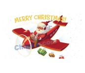 圣诞老人开飞机矢量插画