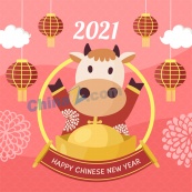 2021牛年春节卡通海报