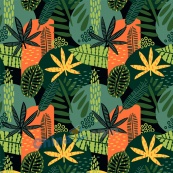 热带水彩植物矢量背景图