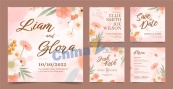 花卉水彩婚礼卡片设计