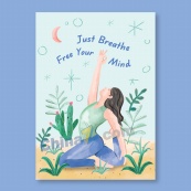 手绘瑜伽运动海报设计素材