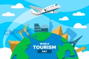 世界旅游日矢量插图海报