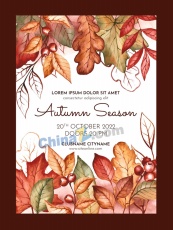 秋日水彩树叶装饰海报设计