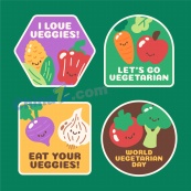 世界素食日平面标签系列