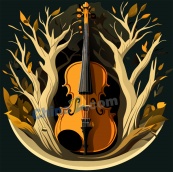 小提琴艺术插画矢量素材