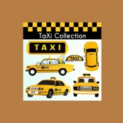 黄色出租汽车合集矢量模板