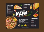 披萨甜点餐厅菜单矢量模板