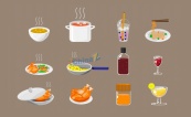 彩色古典食品饮料图标设计矢量