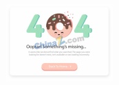 甜甜圈404错误页面矢量模板