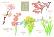 水彩风春季花卉合集矢量素材