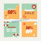 简约夏季促销宣传合集矢量模板