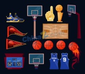 篮球运动元素合集矢量素材