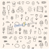 手绘儿童插画手账装饰矢量素材
