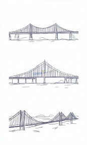 城市桥梁线稿设计矢量素材