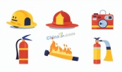 消防装备用具矢量插图合集