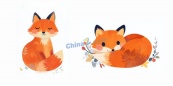 可爱卡通狐狸手绘矢量素材