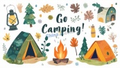 秋季户外露营元素合集矢量素材