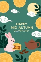 中秋节卡通玉兔海报矢量模板